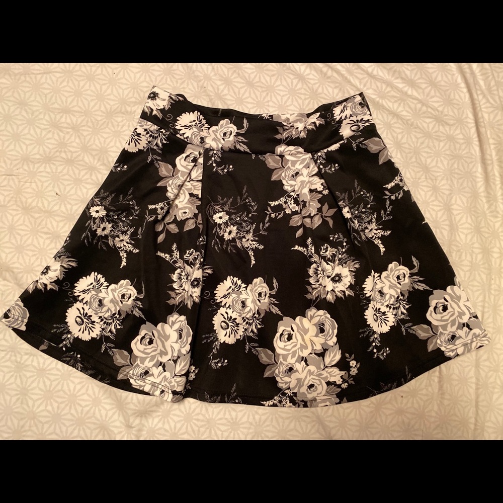 Floral Pleated Skater Skirt